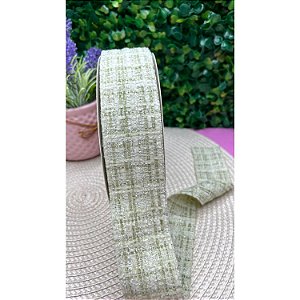 Fita Importada Tweed Tipo Lã Verde Oliva 38mm - Metro