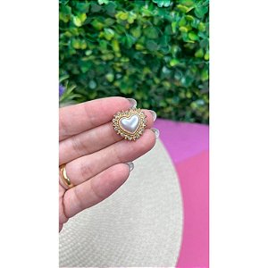 Chaton de Metal Coração com Strass Pequeno - Unidade