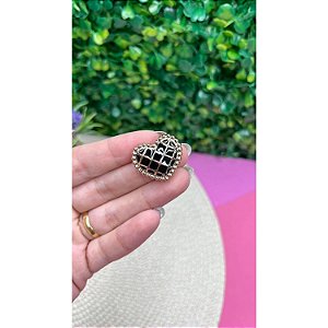Chaton Coração Preto com Dourado - Unidade