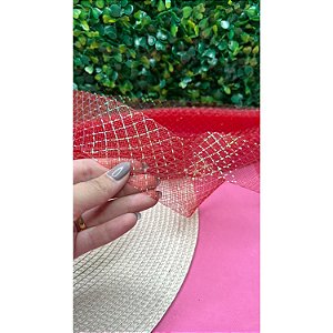 Fita de Crinol com Lurex Vermelho 45mm - Metro