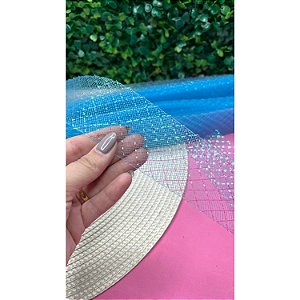 Fita de Crinol com Lurex Azul 45mm - Metro