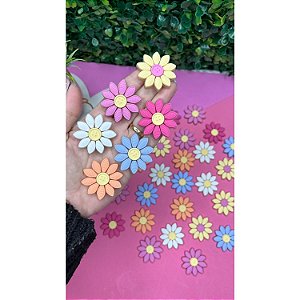 Aplique Emborrachado Flor Margarida com Botão - Unidade salmão