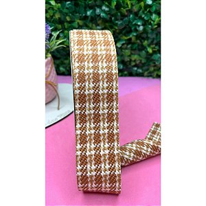 Fita Importada Xadrez Tweed 38mm Caramelo - Metro