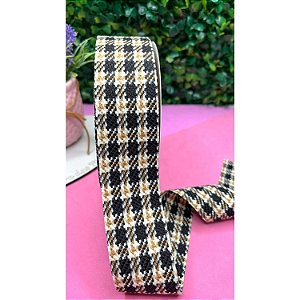 Fita Importada Xadrez Tweed 38mm Preto - Metro