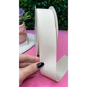 Fita de Veludo Cotelê 38mm Off White - Metro