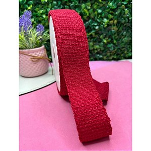Fita Importada Tweed 38mm com Borda Ondulada Vermelho - Metro