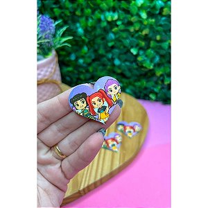 Aplique de Acrílico Coração Trio das Guerreiras Kpop - Unidade
