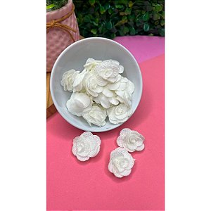 Flor de Poliéster Off White (2,5cm) - 5 Unidades