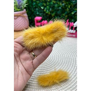 Pompom Bigode Baixo 4,5cm Amarelo Forte - Unidade