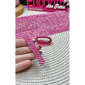 Manta de Strass com Pedra Rosa 1x40cm
