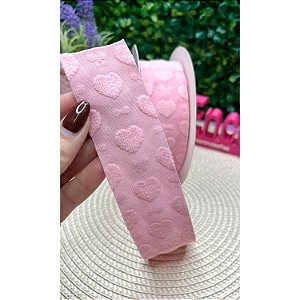 Fita Mili 38mm Coração 3D Rosa Bebê - Metro
