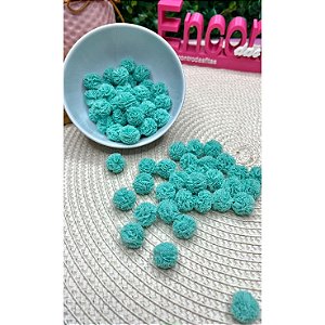 Pompom Malha (Renda) 1,5cm Verde Tiffany - 10 unidades
