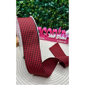 Fita Importada Mili 38mm Xadrez Vermelho com Preto - Metro