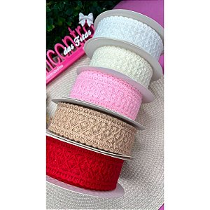 Fita de Renda Bordada  38mm - Metro off white