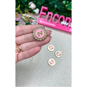Aplique Chaton Lacinho com Fundo Rosa - Unidade