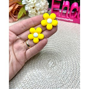 Aplique Emborrachado Flor Pequena 2,5cm Amarela  - Unidade