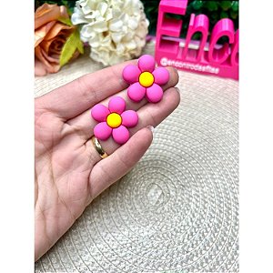 Aplique Emborrachado Flor Pequena 2,5cm Rosa Pink - Unidade
