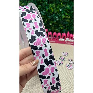 Fita Mili Gorgorão Estampado Vaquinha Rosa 38mm - Metro