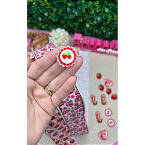 Aplique de Acrílico Morango Circulo - Unidade