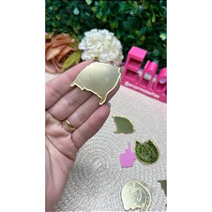 Aplique de Acrílico Dourado Mapa RS 3,5cm - Unidade