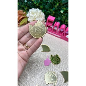 Aplique de Acrílico Dourado Ferradura e Cavalo - Unidade