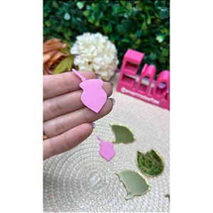 Aplique de Acrílico Cuia Rosa - Unidade