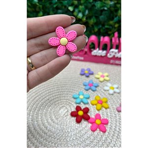 Aplique Emborrachado Flor com Pesponto Pequena Rosa - Unidade