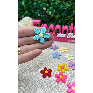 Aplique Emborrachado Flor com Pesponto Pequena Verde - Unidade