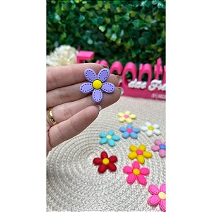 Aplique Emborrachado Flor com Pesponto Pequena Lilás - Unidade