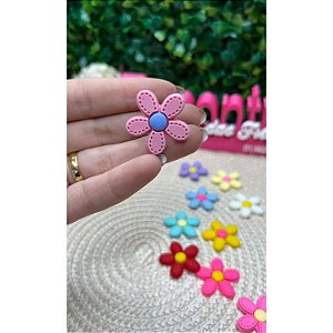 Aplique Emborrachado Flor com Pesponto Pequena Rosa Bebê - Unidade