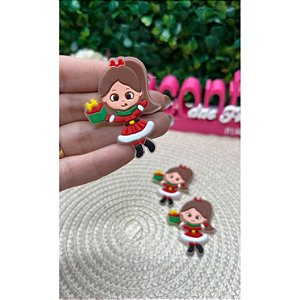 Aplique Emborrachado Menina de Natal com Presente - Unidade