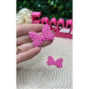 Aplique Emborrachado Lacinho Minnie Poá Pink - Unidade