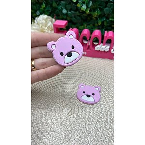 Aplique Emborrachado Urso Rostinho Rosa Bebê - Unidade