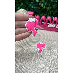Aplique Emborrachado Barbie com Lacinho Branco - Unidade