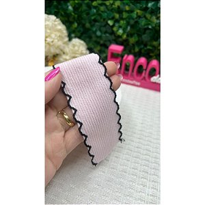 Fita Importada Veludo Cotelê Rosa Bebê com Borda 38mm - Metro