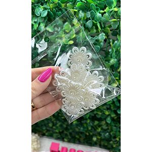 Entremeio Flor Passante 20mm para Bordados Off White -  10 unidades
