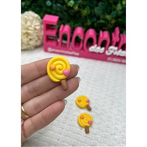 Aplique de Resina Pirulito Amarelo - Unidade