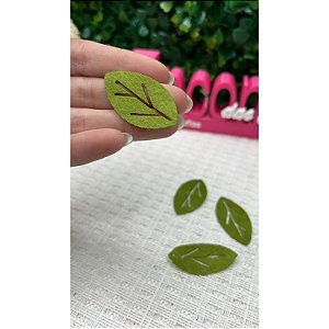 Aplique Folha de Tecido Verde 3cm - Unidade