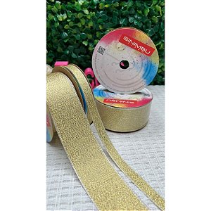 Fita Sinimbu Cetim com Lurex Dourado - Metro