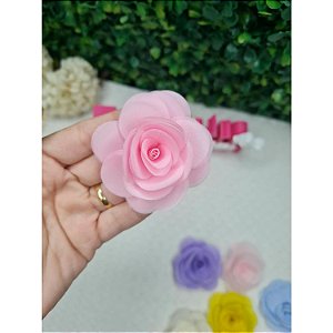 Aplique Flor de Organza 5cm Rosa - Unidade