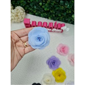 Aplique Flor de Organza 5cm Azul Bebê - Unidade