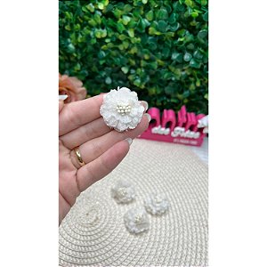 Aplique Flor de Tecido 3cm Off White - Unidade