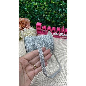 Fita de Lurex Esponjado 10mm Prata- Metro