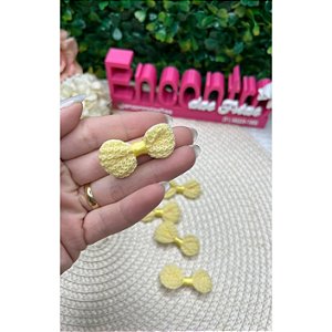 Aplique Lacinho Crochê Amarelo Bebê Pequeno - Unidade