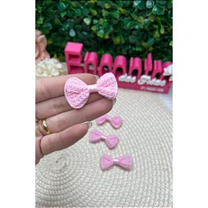 Aplique Lacinho Crochê Rosa Bebê Pequeno - Unidade