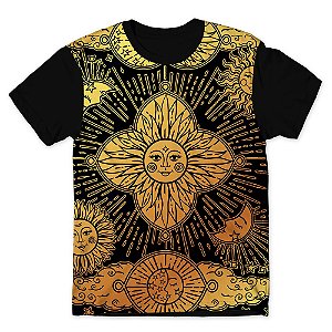 Camiseta T-shirt As Braba Sol Amarelo Full Print Preta