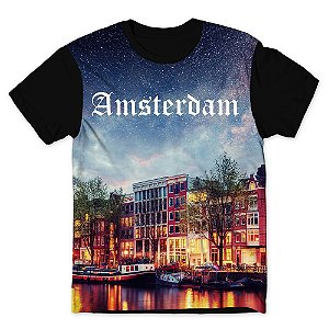 Camiseta T-shirt As Braba Amsterdam Full Print Preta