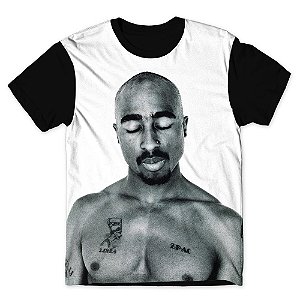 Camiseta T-shirt As Braba 2pac Olhos Fechados Full Print Preta