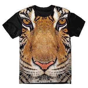 Camiseta T-shirt As Braba Rosto Tigre Full Print Preta