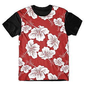 Camiseta T-shirt As Braba Floral Branca Full Print Preta